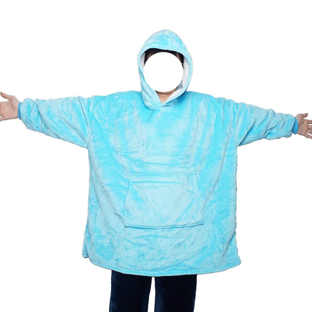Filt-hoodie av flanell med huva och ficka – one size