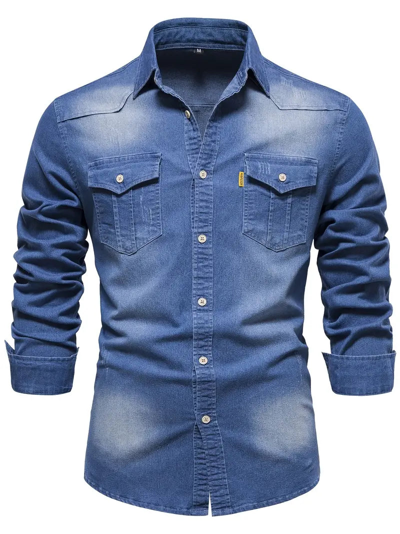 Elastisk skjorta i bomullsdenim - Logan