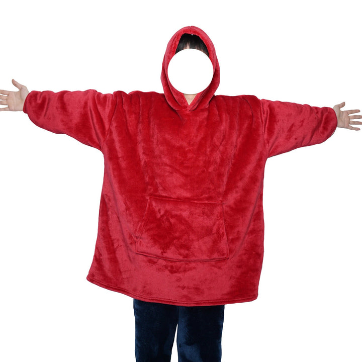 Filt-hoodie av flanell med huva och ficka – one size