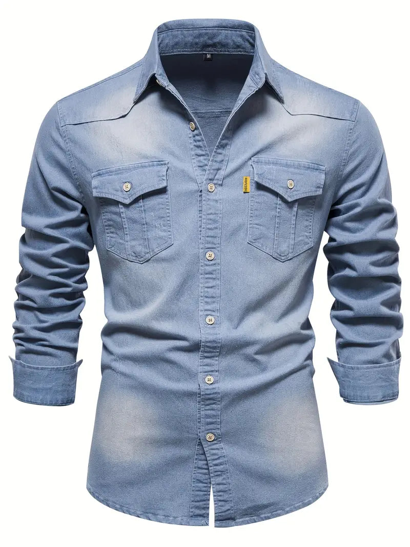 Elastisk skjorta i bomullsdenim - Logan