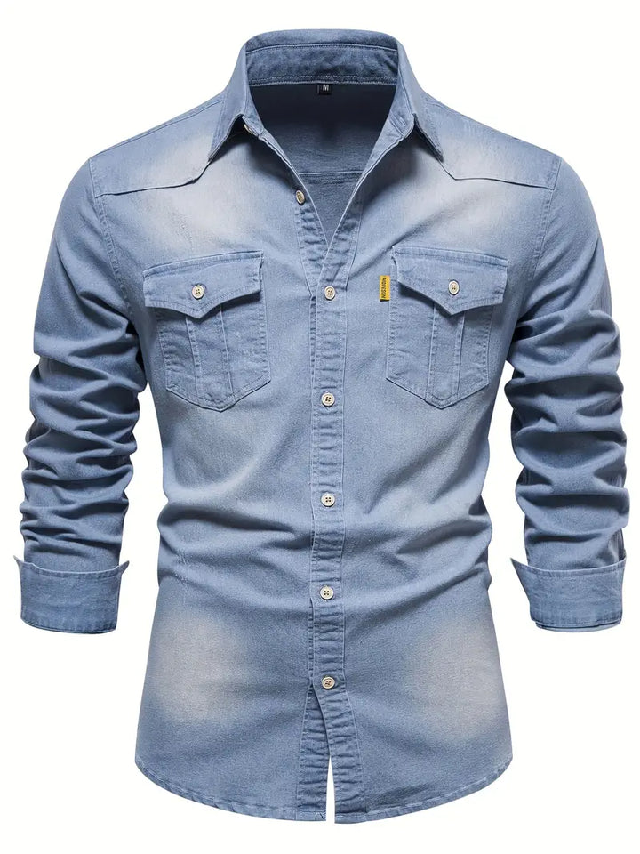 Elastisk skjorta i bomullsdenim - Logan