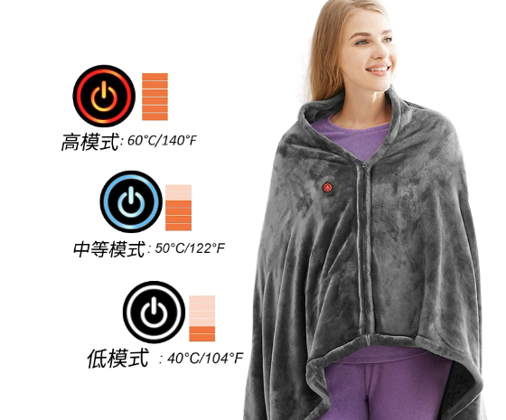 Elektrisk pläd i korallfleece med USB, 150 × 85 cm
