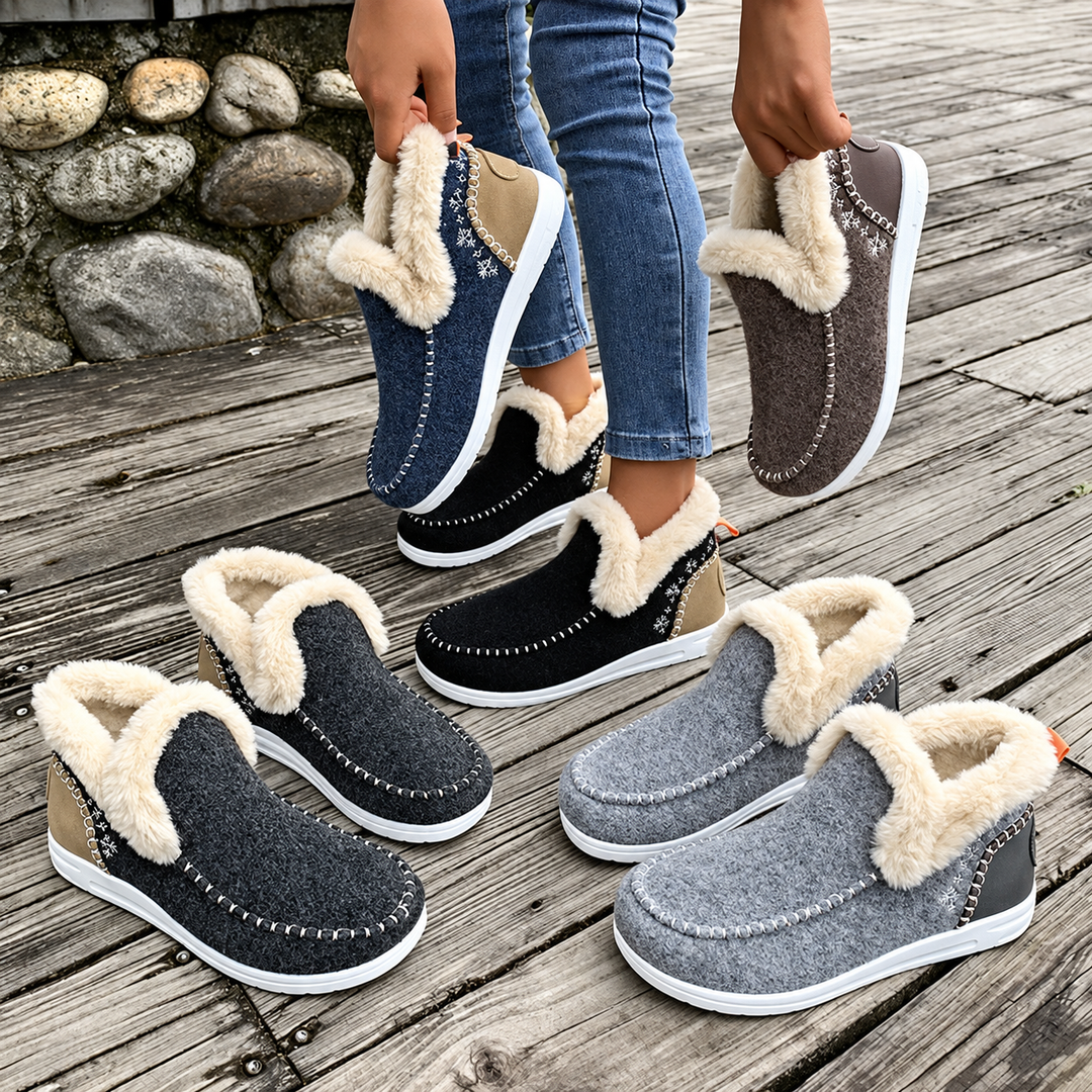 Slip-on-sneakers för dam med plyschfoder