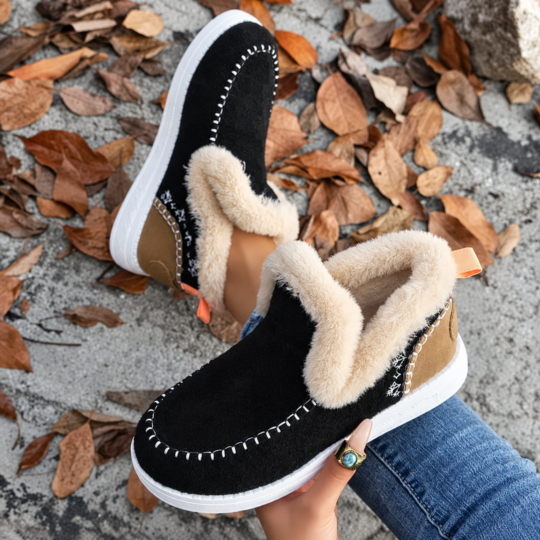 Slip-on-sneakers för dam med plyschfoder