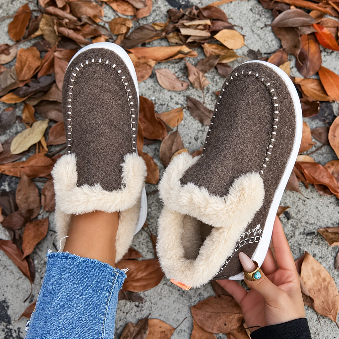 Slip-on-sneakers för dam med plyschfoder