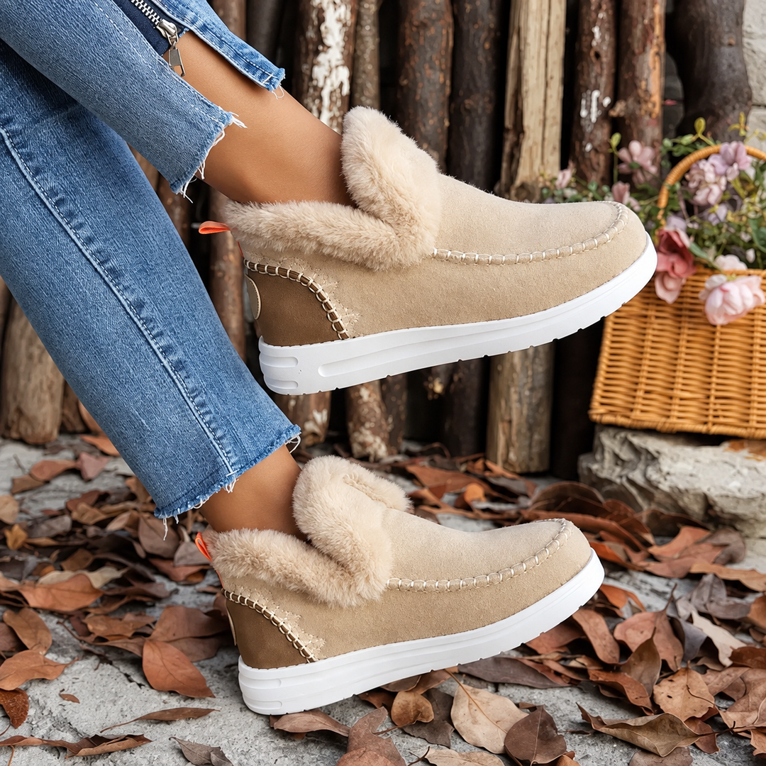 Slip-on-sneakers för dam med plyschfoder