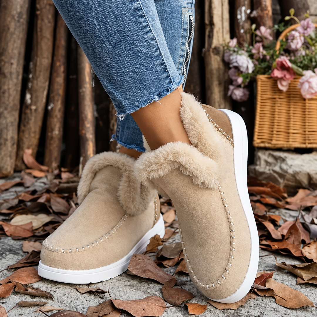 Slip-on-sneakers för dam med plyschfoder