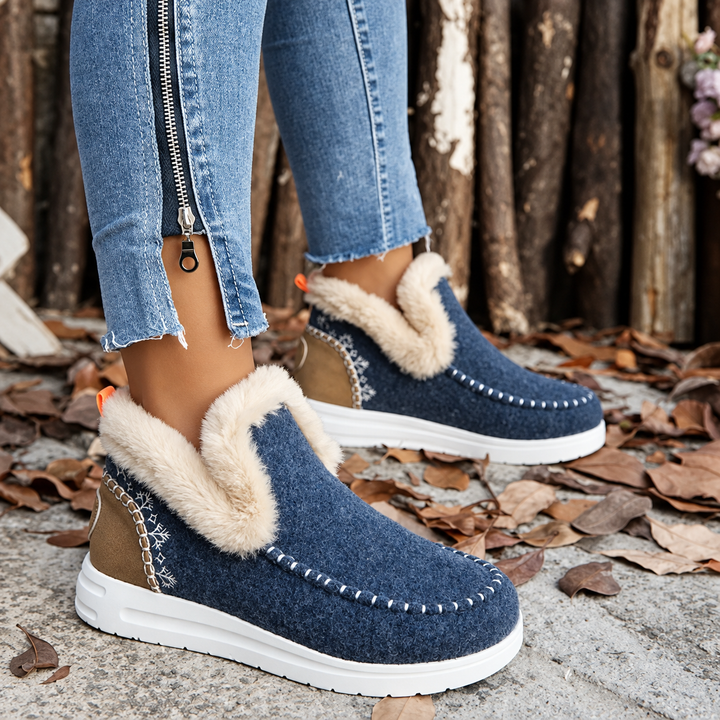 Slip-on-sneakers för dam med plyschfoder