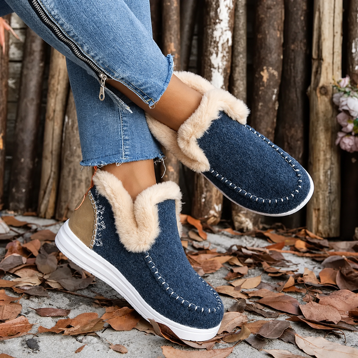 Slip-on-sneakers för dam med plyschfoder
