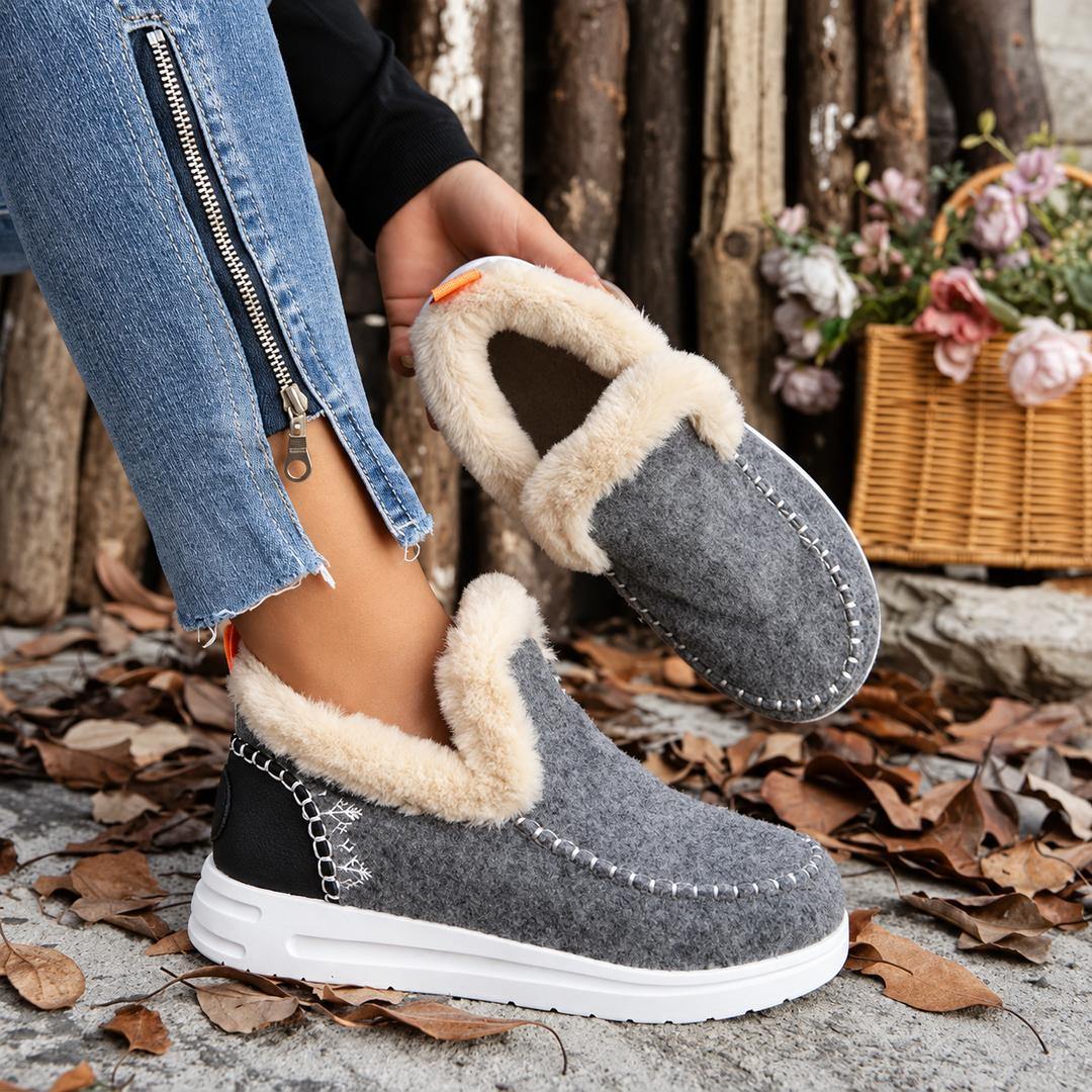Slip-on-sneakers för dam med plyschfoder