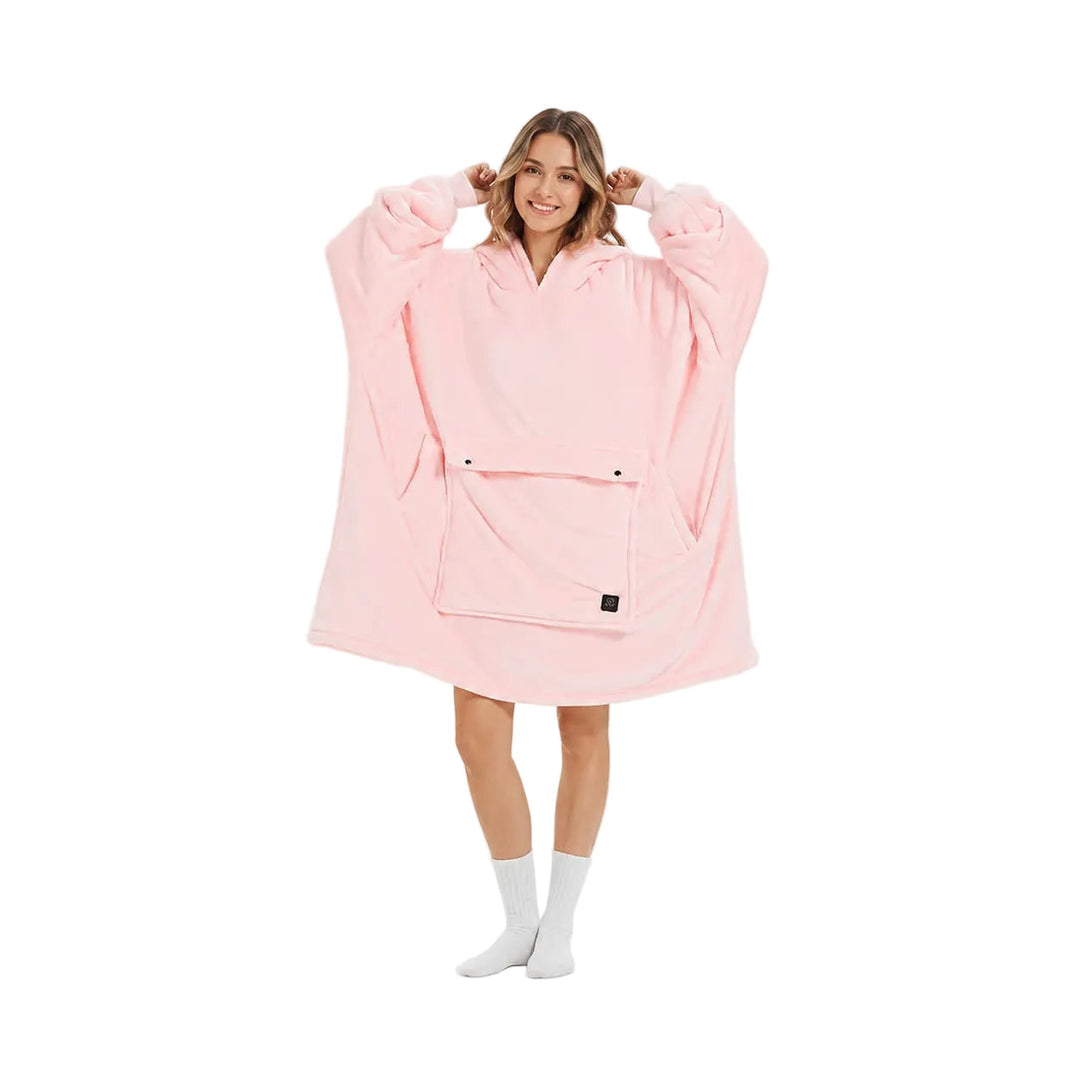 Uppvärmd hoodie-filt med 3 värmezoner och tjock flanell
