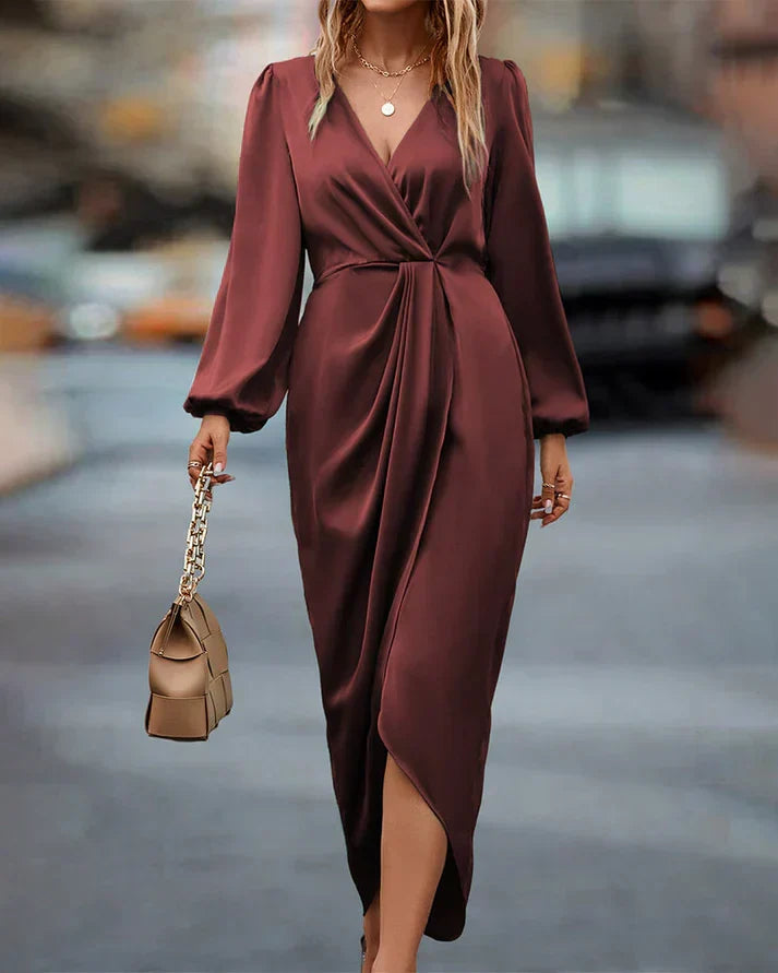 Seraphina - Sophisticated Satin Midi Dress