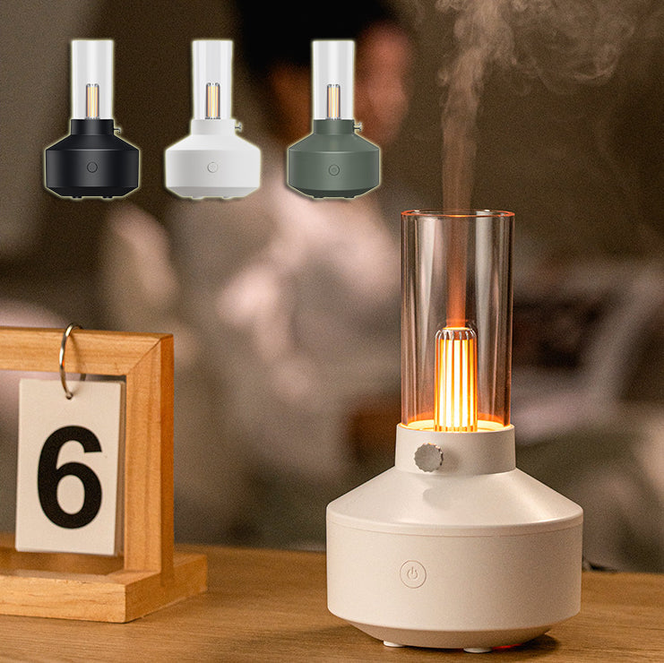 Retro aromdiffusor med glödtrådslampa och ljuseffekt som levande ljus