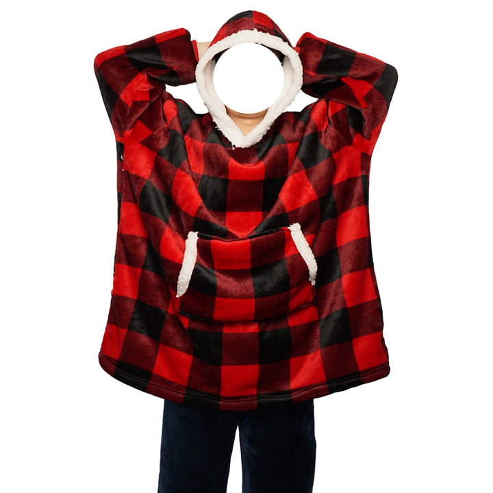 Filt-hoodie av flanell med huva och ficka – one size