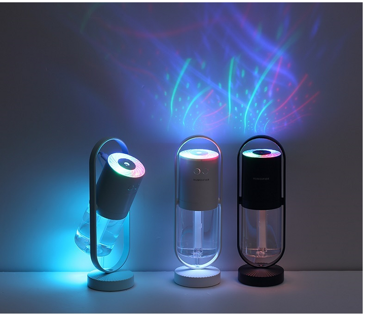 USB-luftfuktare med projektionsljus, tyst och lämplig för bilen
