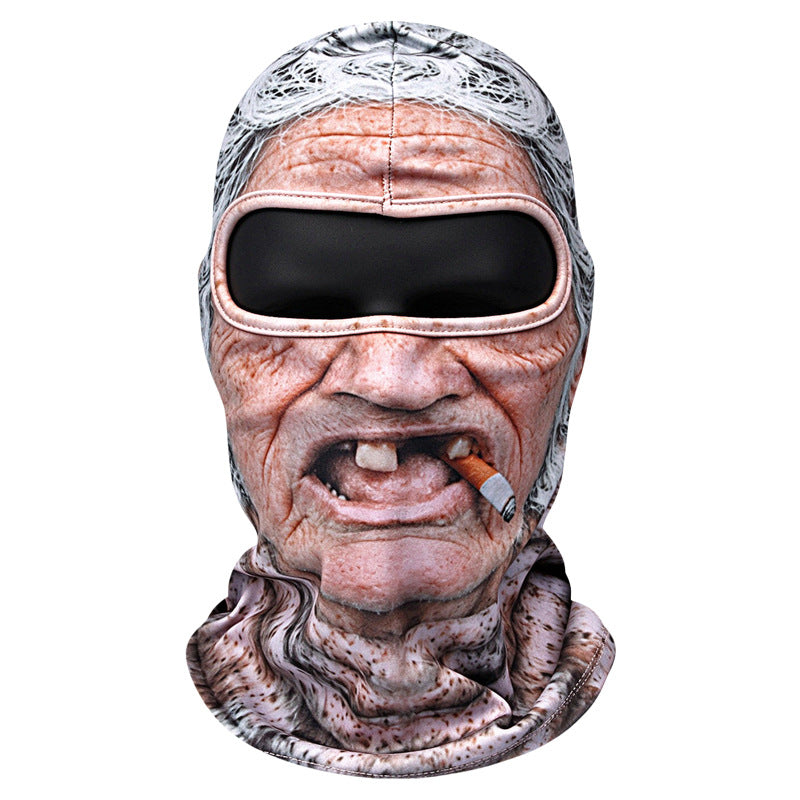 Rolig balaklava med 3D-ansikte – morfar, mormor eller stor mun