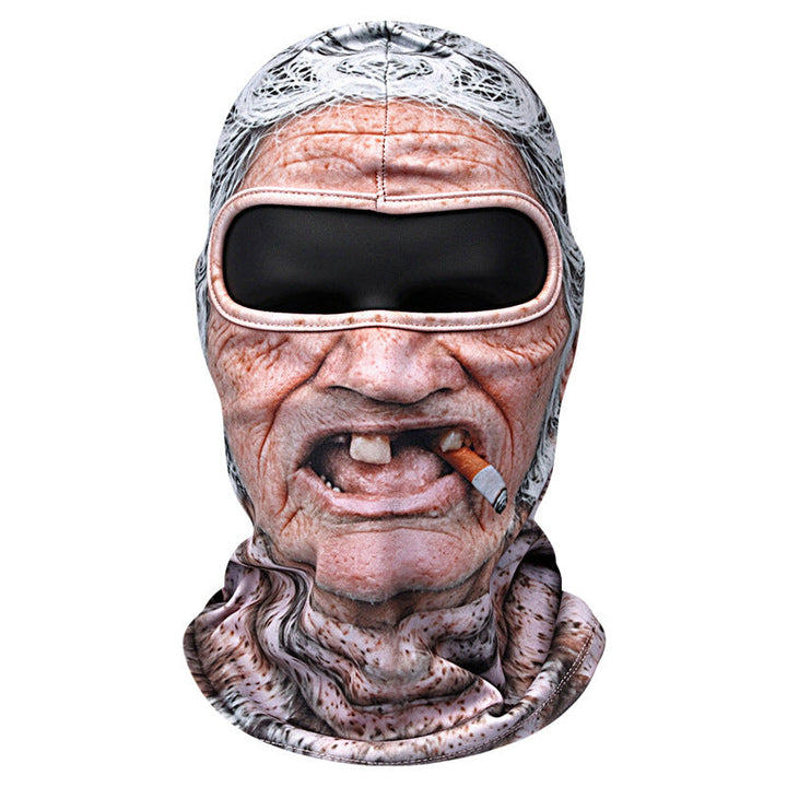 Rolig balaklava med 3D-ansikte – morfar, mormor eller stor mun