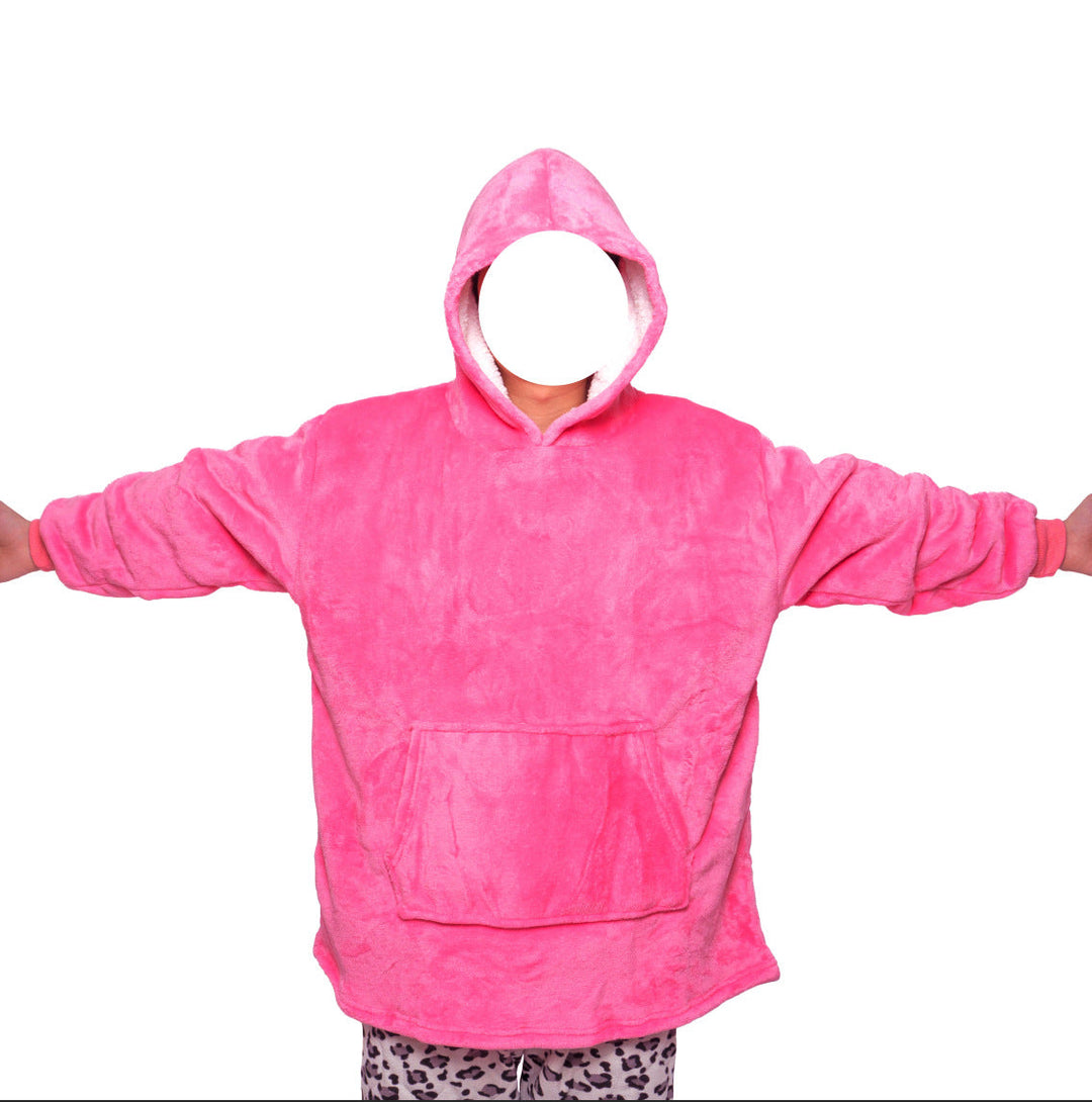 Filt-hoodie av flanell med huva och ficka – one size