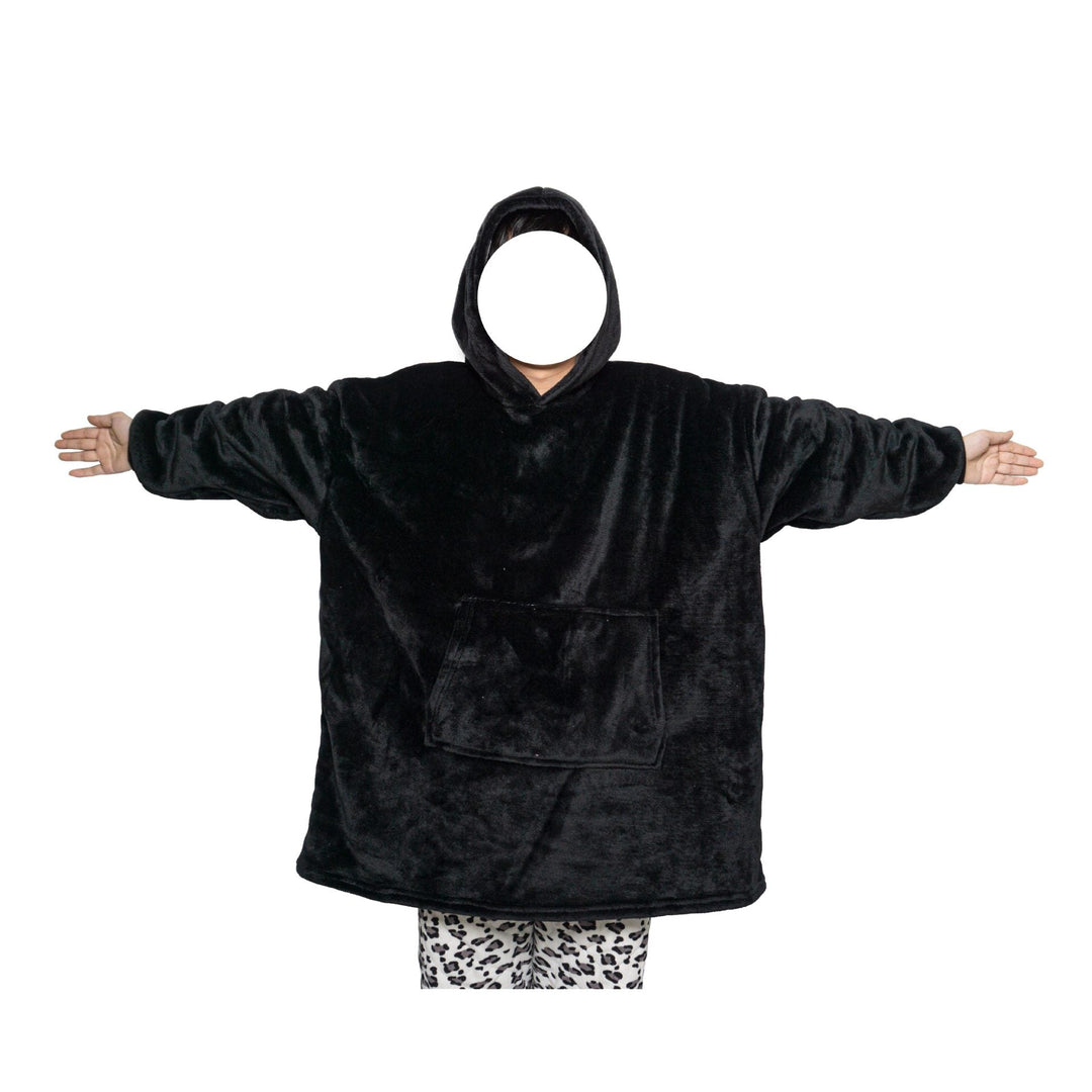 Filt-hoodie av flanell med huva och ficka – one size