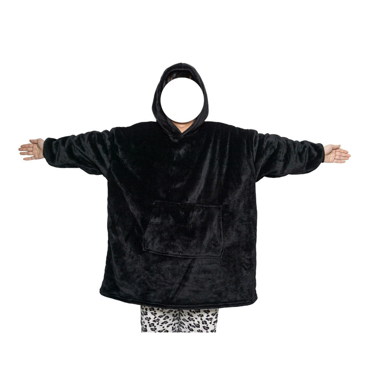 Filt-hoodie av flanell med huva och ficka – one size