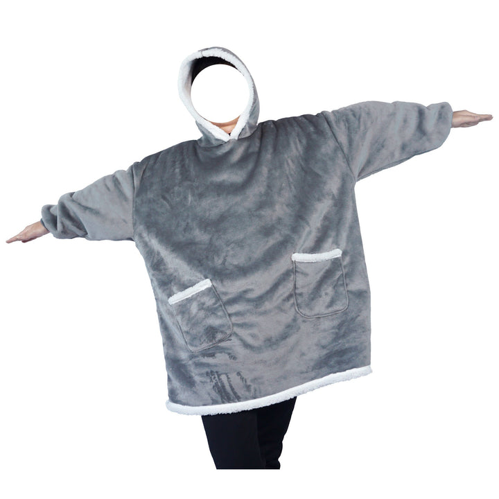 Filt-hoodie av flanell med huva och ficka – one size