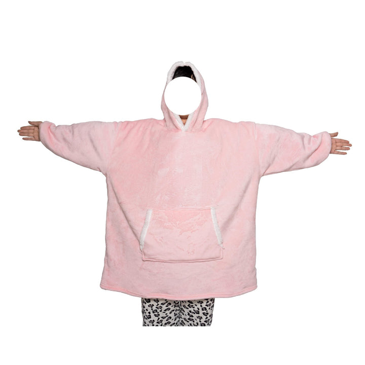 Filt-hoodie av flanell med huva och ficka – one size