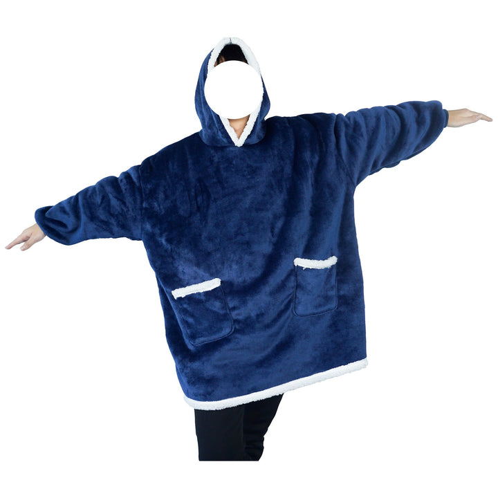 Filt-hoodie av flanell med huva och ficka – one size