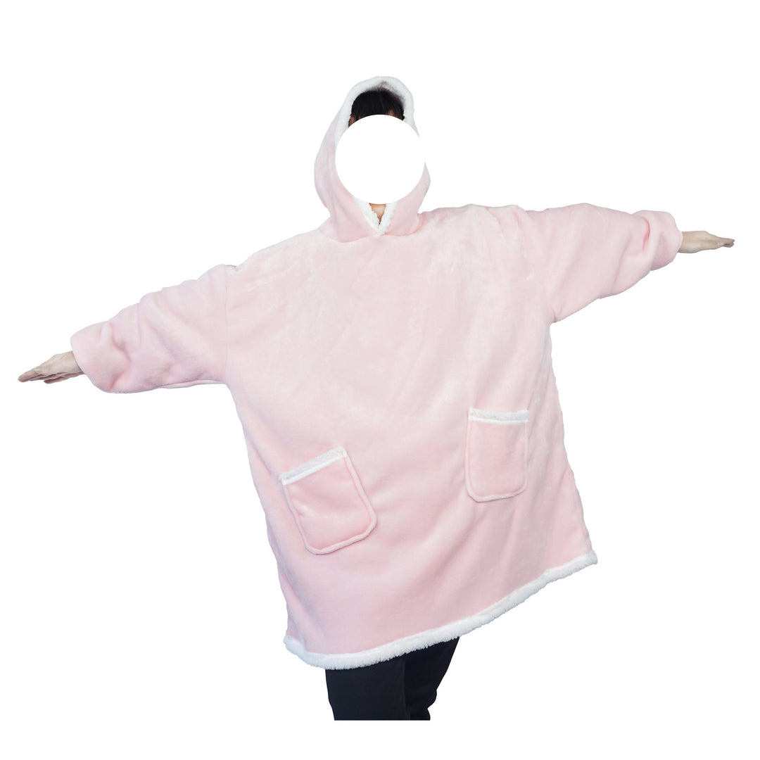 Filt-hoodie av flanell med huva och ficka – one size