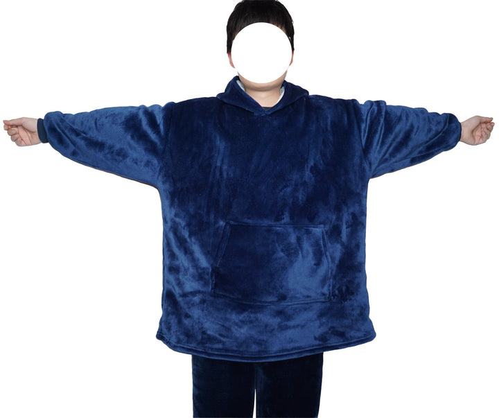 Filt-hoodie av flanell med huva och ficka – one size