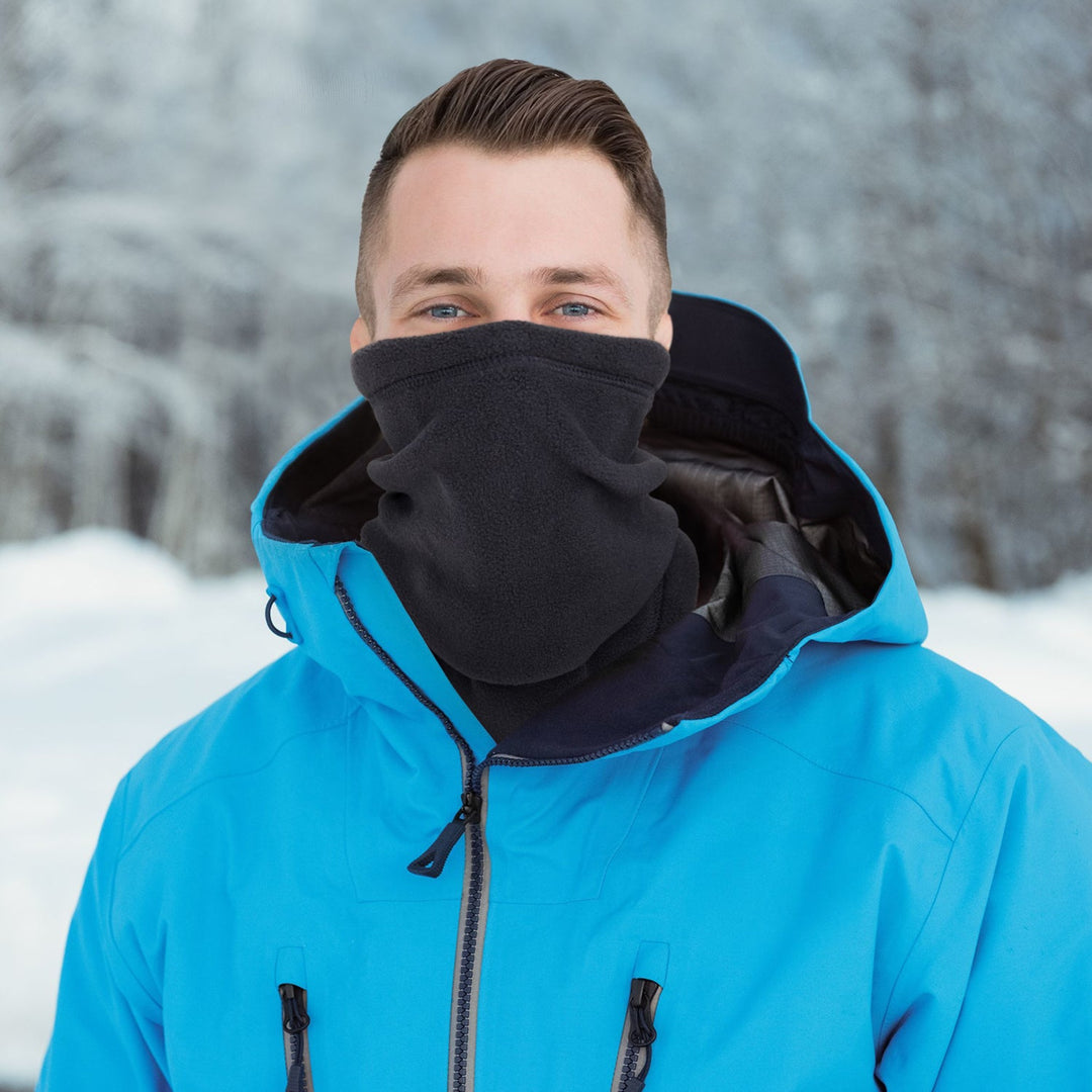 Fleece-halsvärmare med dragsko – täcker hals och halva ansiktet