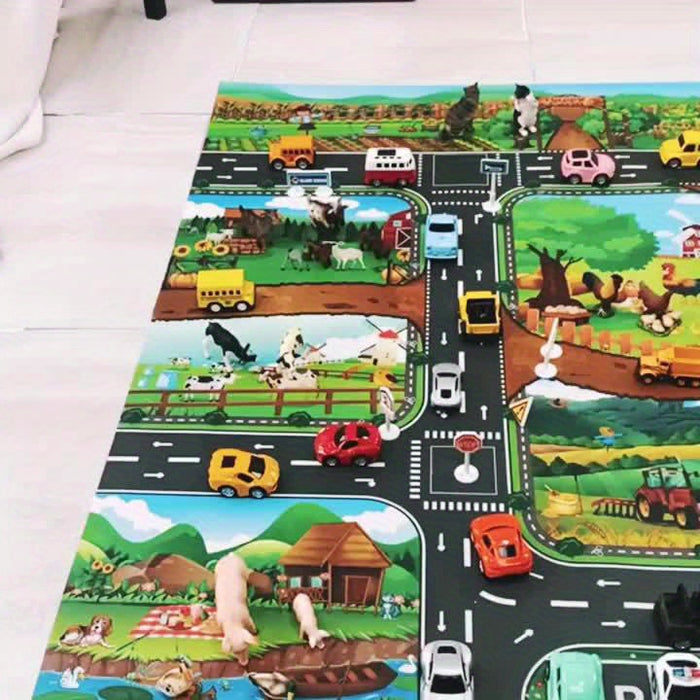 Lekmatta för barn med bondgårds- och trafiktema - DuoPlay