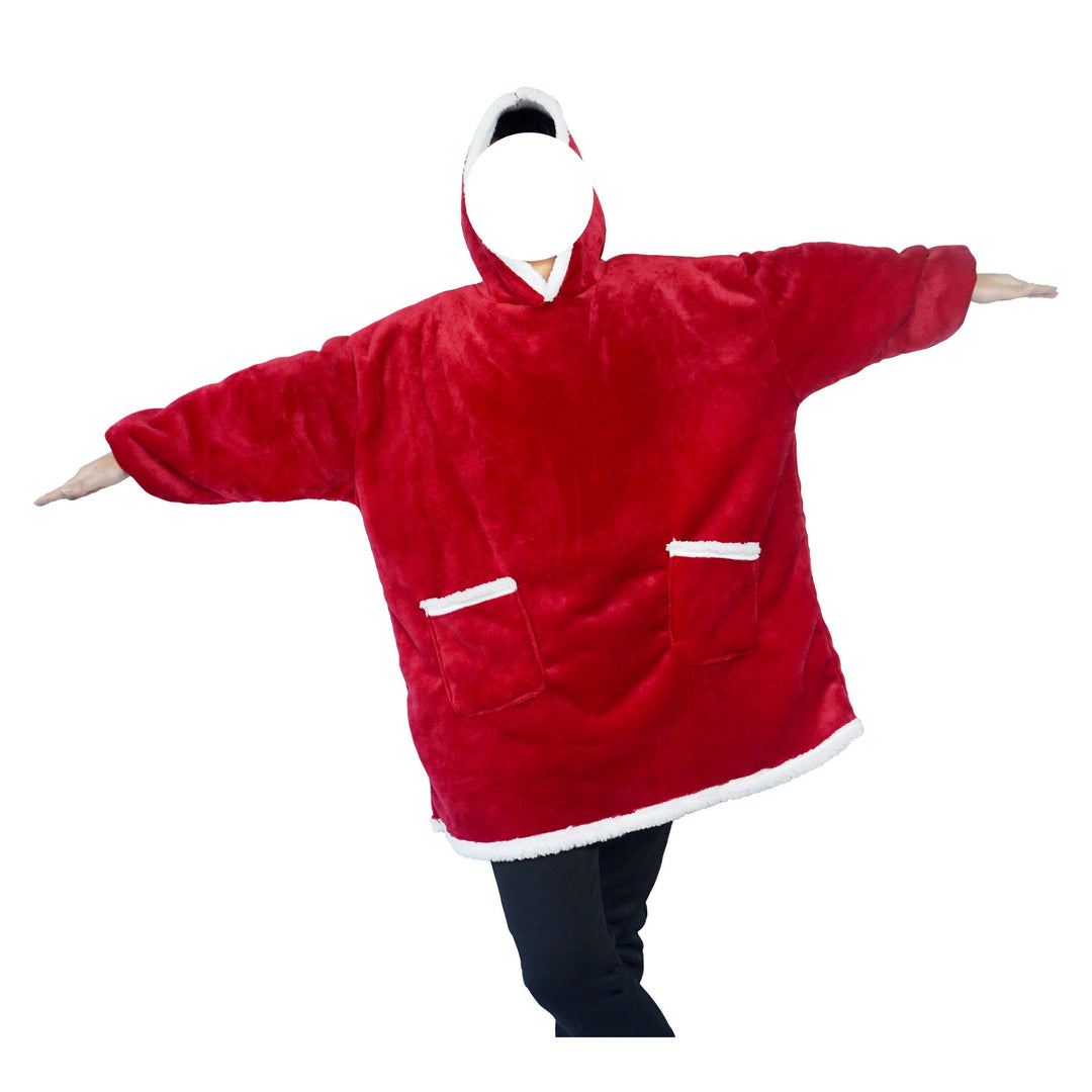 Filt-hoodie av flanell med huva och ficka – one size