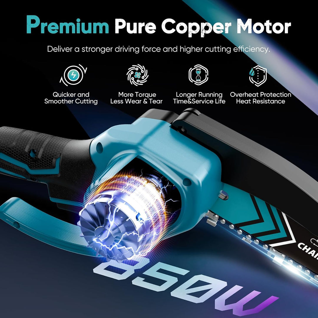Batteridriven minikedjesåg 6 tum med LED-ljus & 21V-batteri – TimberCut
