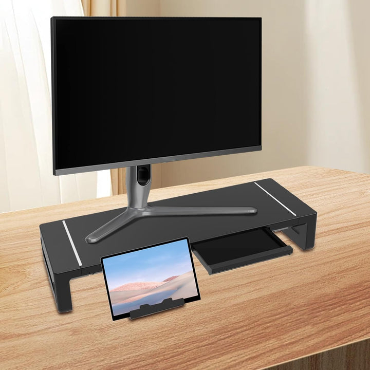 Elevation justerbart monitorställ med låda – Stravon