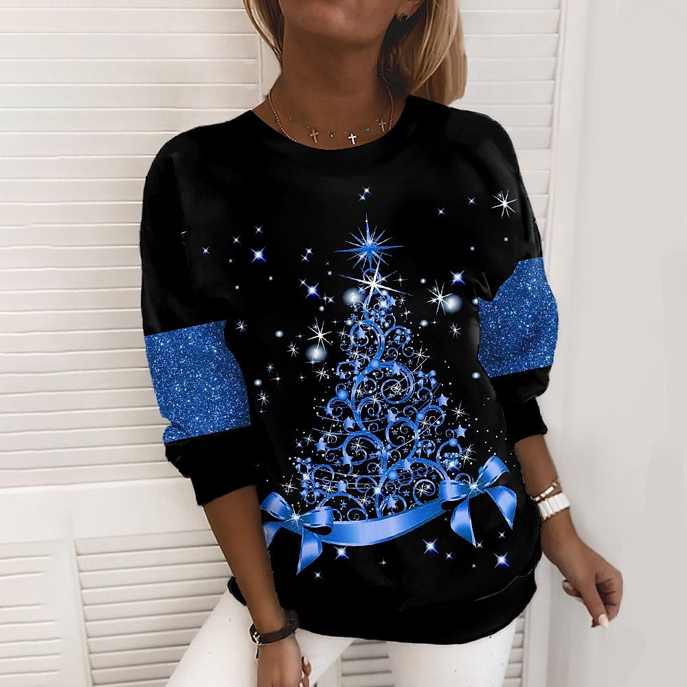 Jultröja med 3D-tryck för damer – julgran eller snöflinga