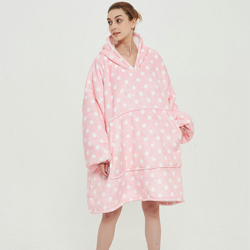 Bärbar filthoodie med glad print, dubbellagers flanell