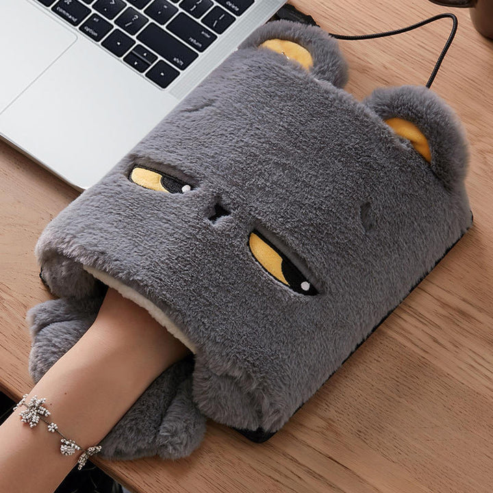 Uppvärmt musmatta med handvärmare i mjuk fleece
