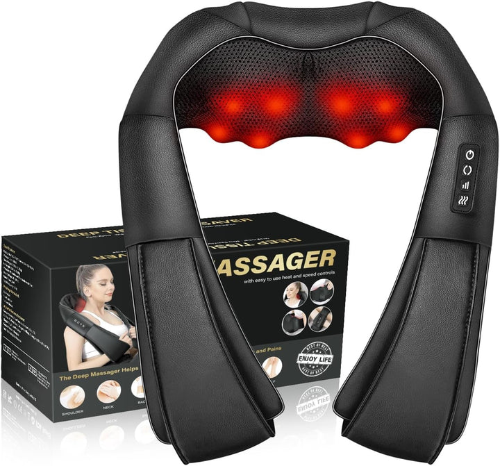Shiatsu-nackmassage med värme och 4 knådningshuvuden