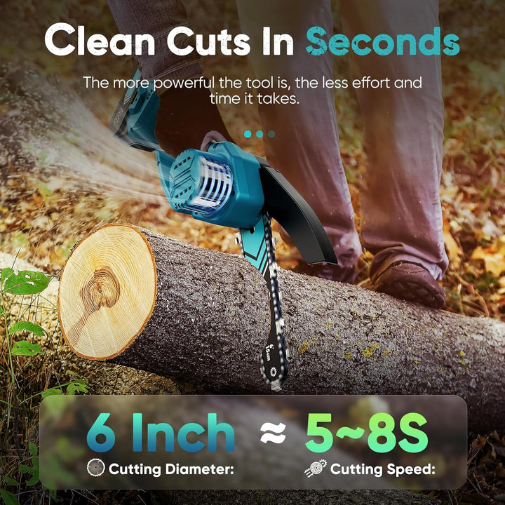 Batteridriven minikedjesåg 6 tum med LED-ljus & 21V-batteri – TimberCut