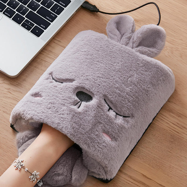 Uppvärmt musmatta med handvärmare i mjuk fleece