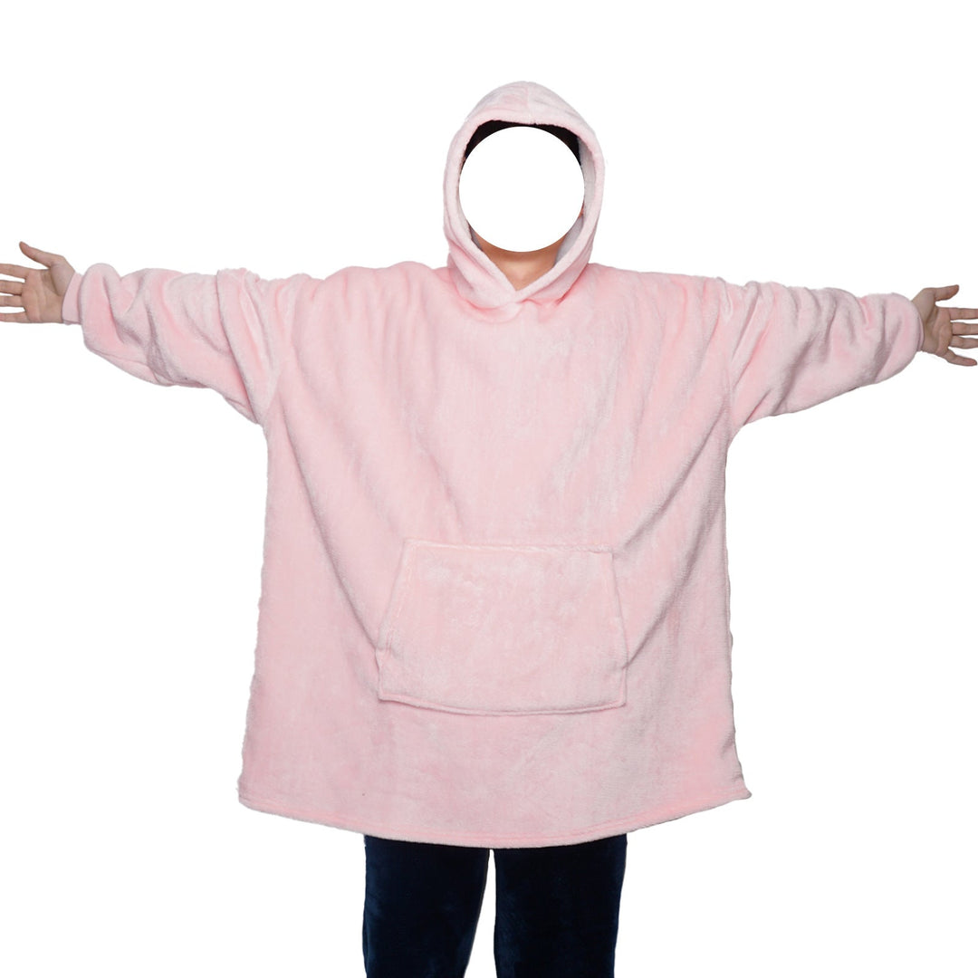Filt-hoodie av flanell med huva och ficka – one size