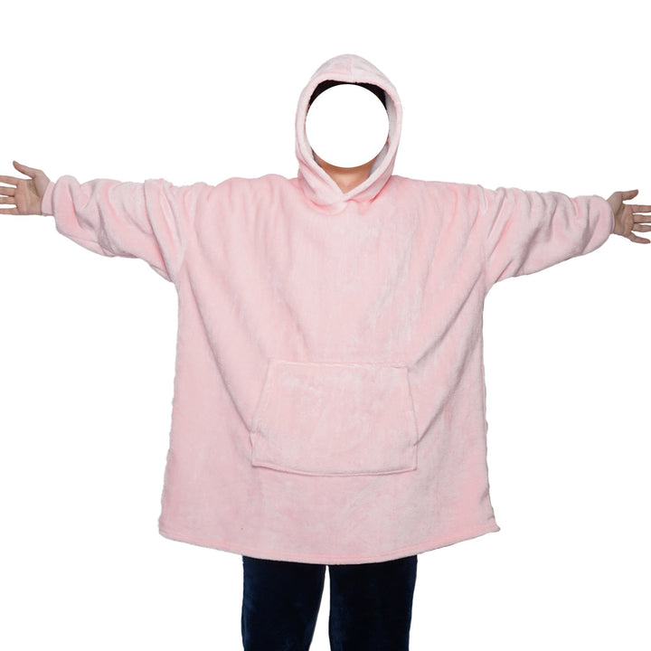 Filt-hoodie av flanell med huva och ficka – one size