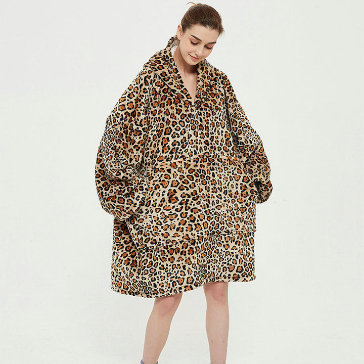 Bärbar filthoodie med glad print, dubbellagers flanell