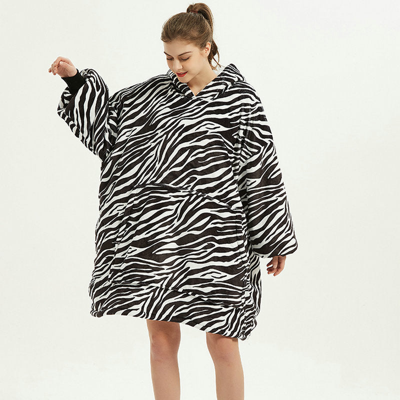 Bärbar filthoodie med glad print, dubbellagers flanell