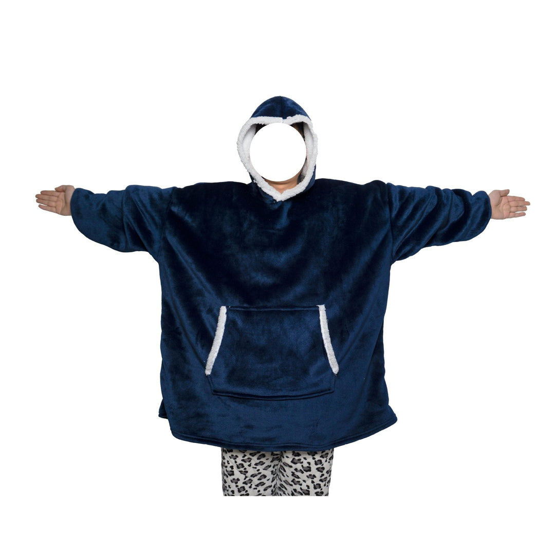 Filt-hoodie av flanell med huva och ficka – one size