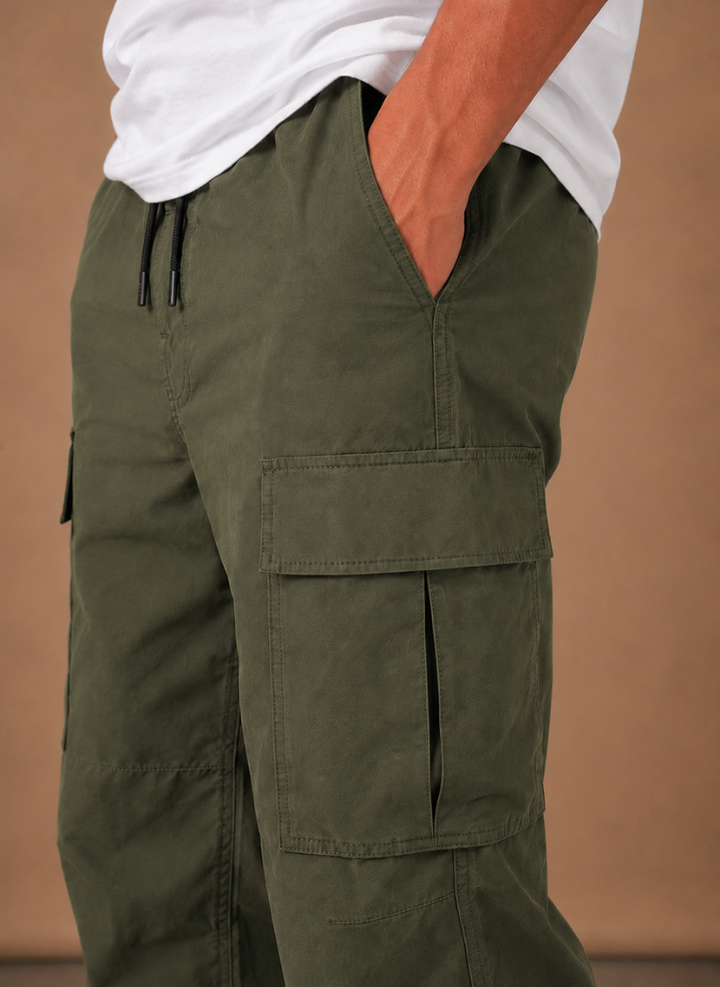 Cargobyxor herr, relaxed fit, raka ben