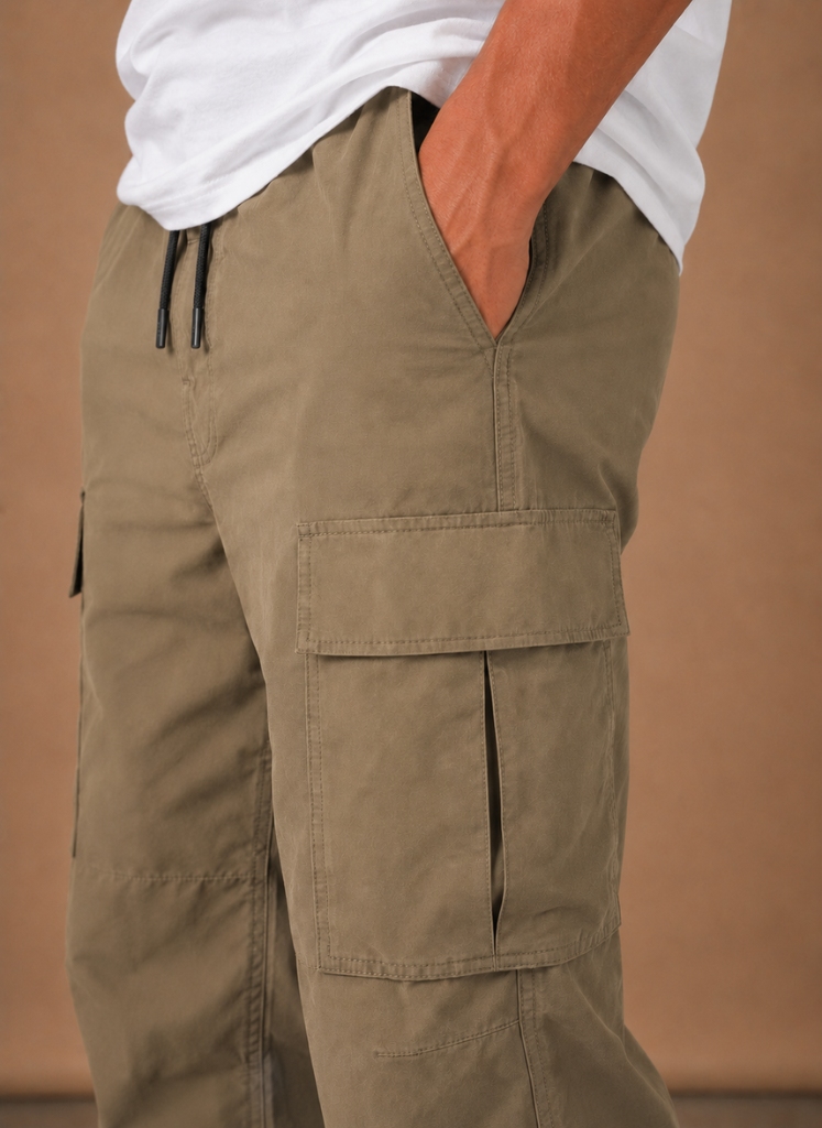 Cargobyxor herr, relaxed fit, raka ben
