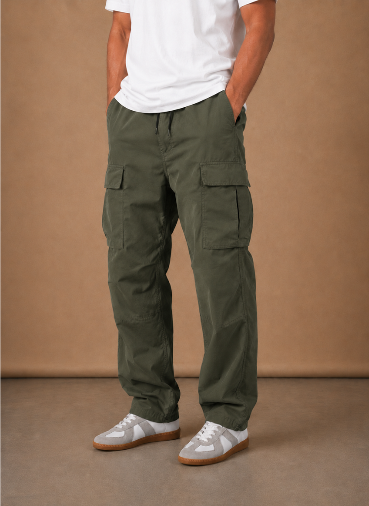 Cargobyxor herr, relaxed fit, raka ben