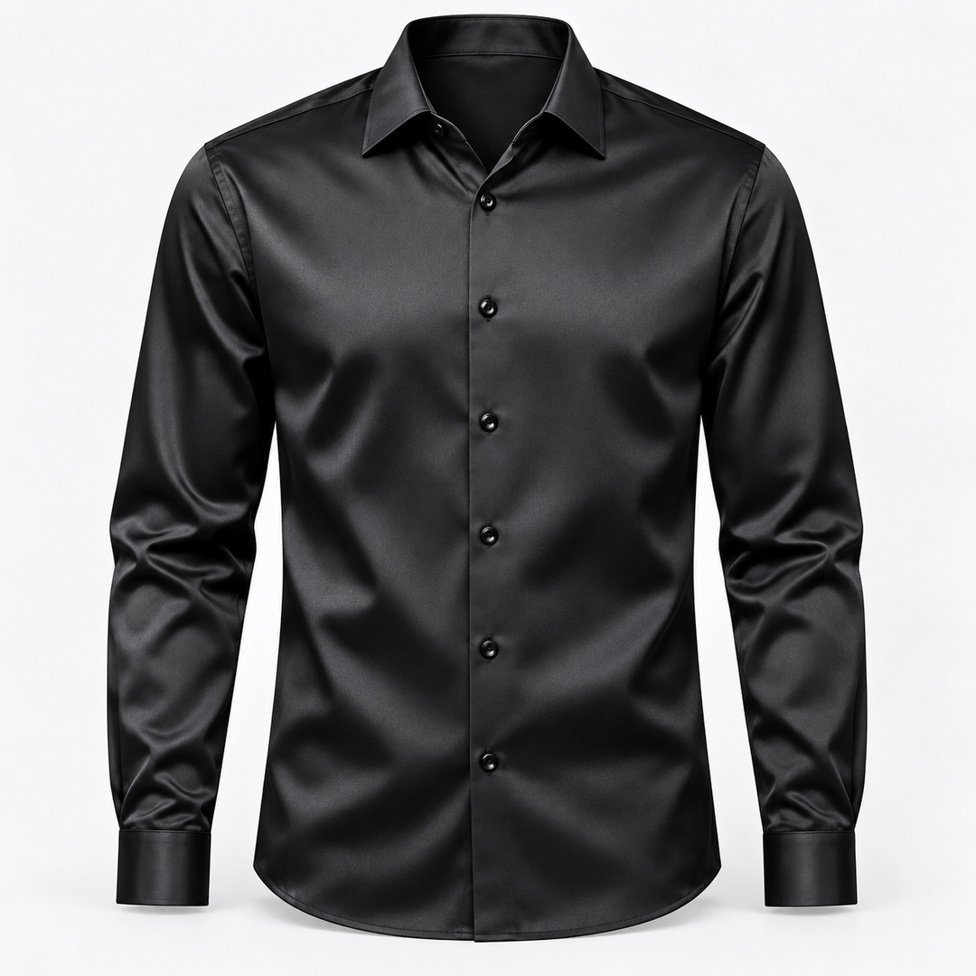 Skjorta herr slim fit – satinlook med stretch
