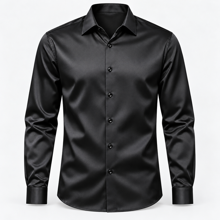 Skjorta herr slim fit – satinlook med stretch
